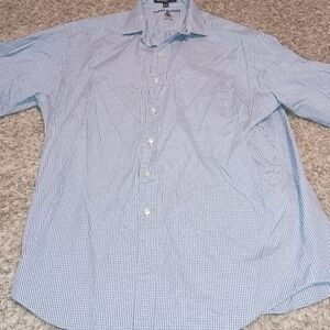 Men's Tommy Hilfiger Button Up Shirt Size 16 1/2 34-35 Color Blue Preppy Designe